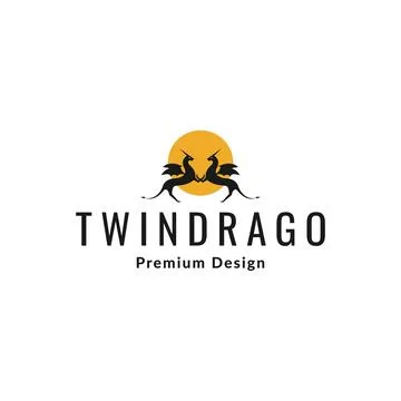 Shape twin dragon logo design vector graphic symbol icon sign illustration .. Stock Illustration
