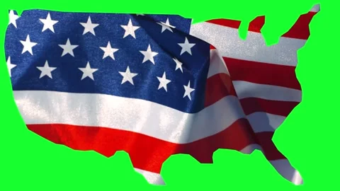 Shape of the USA with animated American flag background Stock Footage 330606494