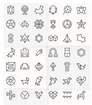 Shape Vector Icon Collection with 42 Retina Ready Regular Line Designs Illustrazione stock