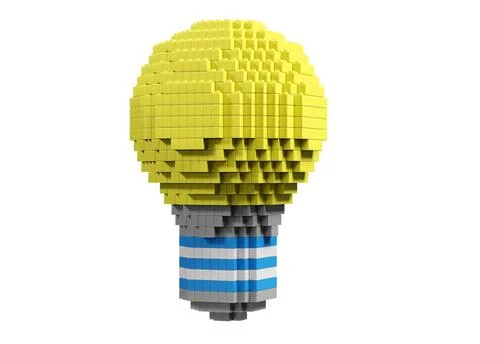 Shape of warm light bulb brick kid toy, clipping path, 3D rendering Stock Illustration