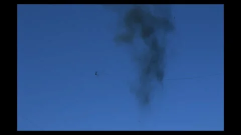 Shaped Anti Aircraft Shell Flak Blast On Blue Screen Element Stock Footage 335942728