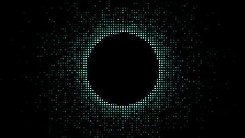 Shaped black sphere or circle with small balls pattern. Lot of dots around Stock-Footage 321608256