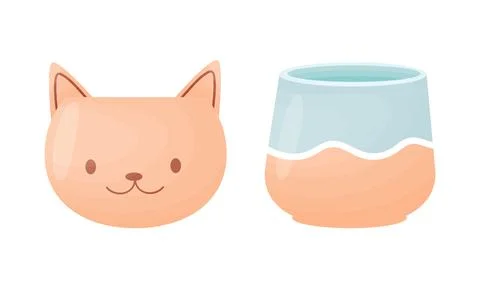 Shaped Ceramic or Clay Empty Pot for Decorative Flowers Vector Set Stock Illustration