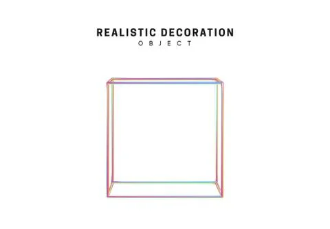 Shaped linear square, cube Realistic shape 3d objects with gradient holograph Stock Illustration