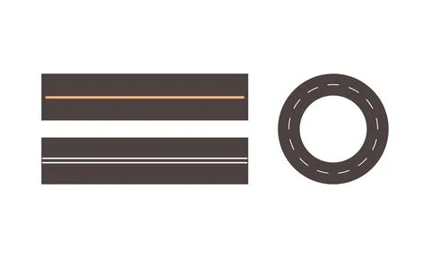 Shaped Road as Wide Way Surface for Vehicle Vector Set Stock Illustration
