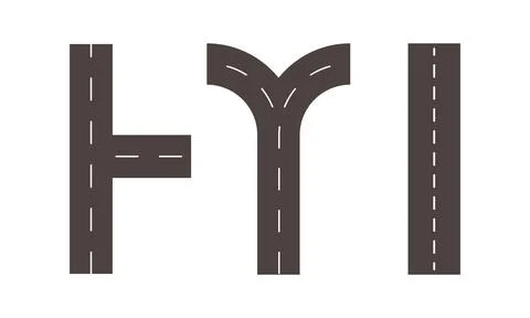 Shaped Road as Wide Way Surface for Vehicle Vector Set Stock Illustration