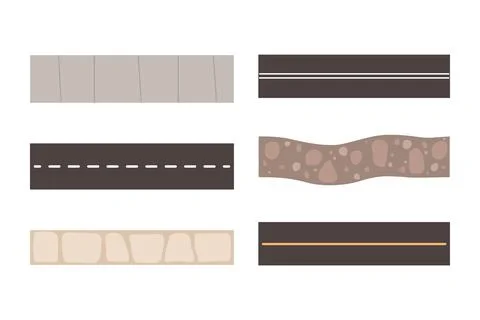 Shaped Road as Wide Way Surface for Vehicle and Pathway Vector Set Stock Illustration