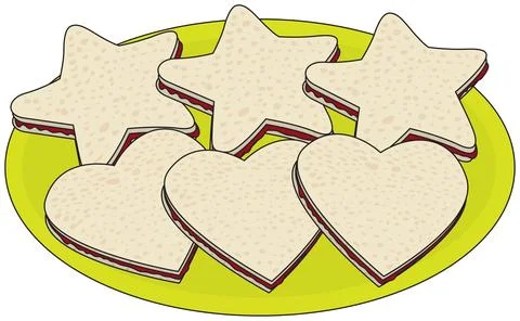 Shaped Sandwiches on Plate Stock Illustration
