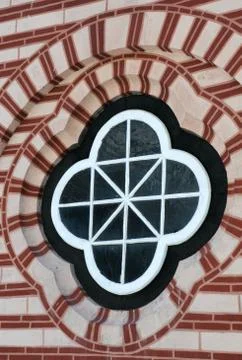 Shaped window of medieval monastery Stock Photos