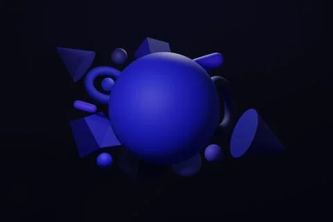 Shapes abstract render, 3d geometric background. Computer generated minimalis Illustrazione stock