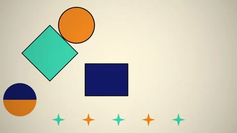 Shapes and colors create patterns on a simple background Vidéo 338385707