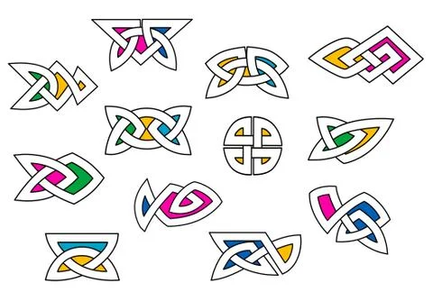 Shapes and elements in celtic ornament style 库存插图