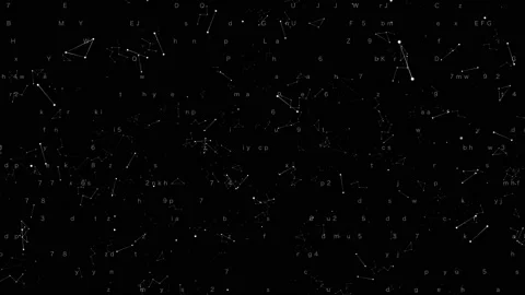 Shapes and letters float. Abstract background video material that can be used Stock-Footage 165081709