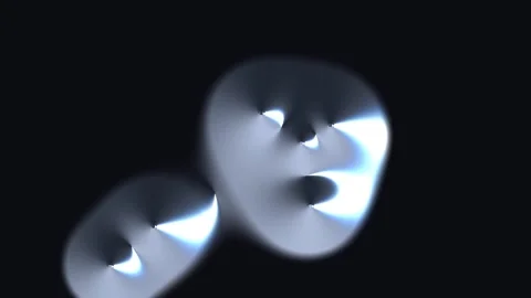 Shapes and lights create abstract faces in dark background Stock Footage 338228737