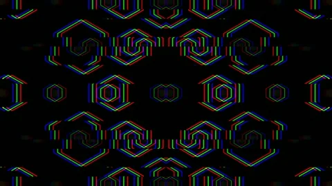 Shapes and lines create a pattern on a black background Vidéo 332908243
