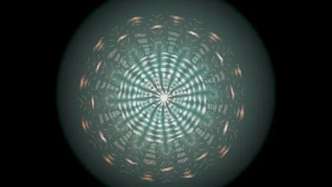 Shapes and patterns form a circular design in calm colors Stock Footage 337379932