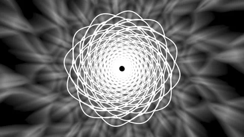 Shapes and patterns form a spiral design in black and white during an abstr.. Stock Footage 333445883