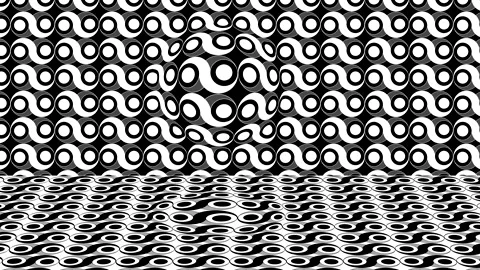 Shapes and patterns move in black and white with repeating designs on a fla.. 스톡 동영상 333445879