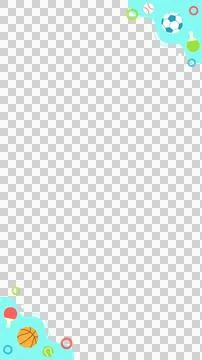 Shapes are forming flat design corners on transparent canvas with sports balls, Stock Illustration