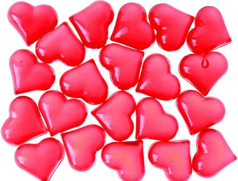 Shapes of colored hearts on a white background. Stock Photos