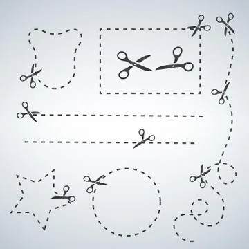 Shapes cut out by scissors. Stock Illustration