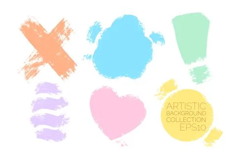 Shapes design elements set. Textured painted vector backdrops such as cross.. Stock Illustration