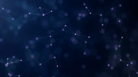 Shapes, dots and lines are connectied with shine on blurred background Stock Footage 105833845
