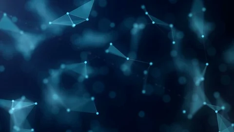 Shapes, dots and lines are connectied with shine on blurred background Stock Footage 105834067