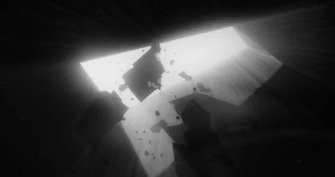 Shapes floating CGI in black and white Stock Footage 255698295