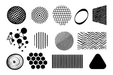 Shapes geometric elements in trendy style. Vector design elements. Abstract dots Stock Illustration