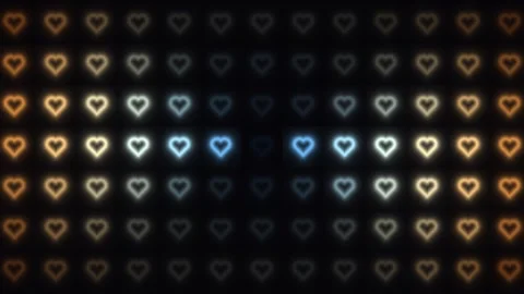 Shapes of hearts create a bright pattern across a dark Stock Footage 338224485