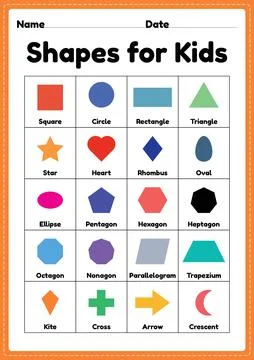 Shapes for kids to learn basic symbols for preschool and kindergarten children Stock Illustration