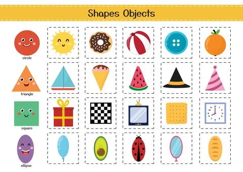 Shapes objects set for kids. Basic geometric shapes elements collection Stock Illustration
