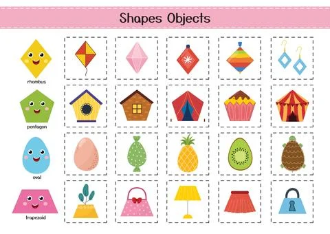 Shapes objects set for kids. Basic geometric shapes elements collection Stock Illustration