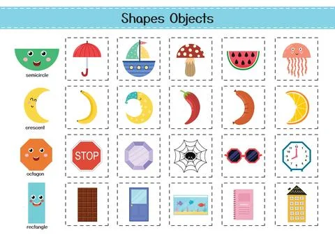 Shapes objects set for kids. Basic geometric shapes elements collection Stock Illustration