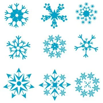 Shapes of snowflakes Stock Illustration
