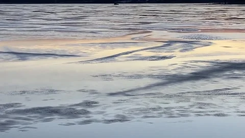 Shapes &amp; textures of ice surface, slow pans, pastel light Video stock 260755904