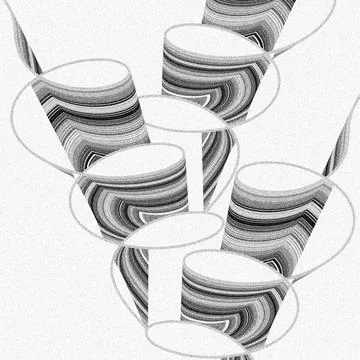 Shapes with thin stripes in gray tones with a grainy effect. Stock Illustration