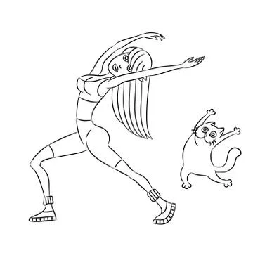 Shaping with the cat. vector illustration Stock Illustration