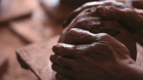 Shaping clay by hands Stock Footage 91335922