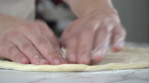 Shaping dough for pizza Stock Footage 205215005