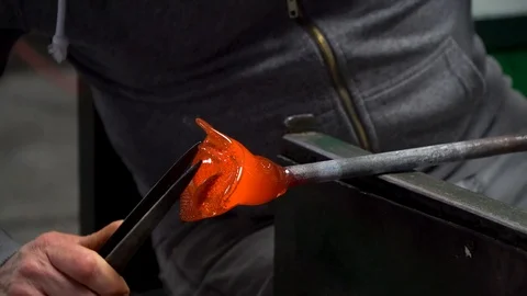 Shaping molten glass Stock Footage 107192593