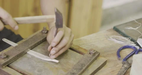 Shaping silver on board Stock Footage 141361988