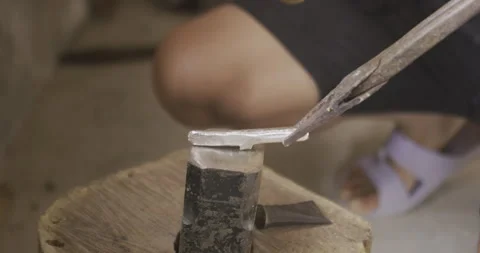 Shaping Silver on Hammer point Stock Footage 141367722