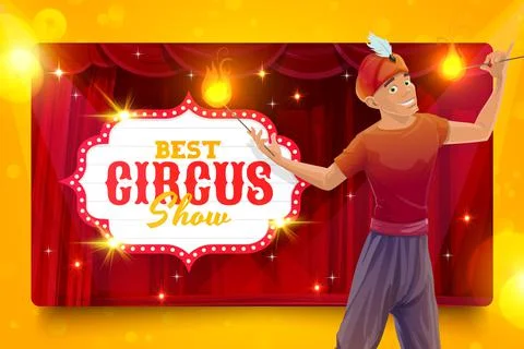 Shapito circus cartoon fire eater performer man Illustrazione stock