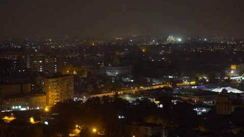 Shar e Faisal Heavy Traffic | Top View Pakistan Karachi night view Stock Footage 194277641