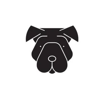 Shar pei black vector concept icon. Shar pei flat illustration, sign Stock Illustration