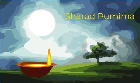 Sharad Punima background with couple dancing dandiya Stock Illustration