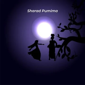 Sharad Punima background with couple dancing dandiya Иллюстрация