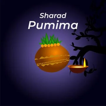 Sharad Punima background with couple dancing dandiya Stock Illustration